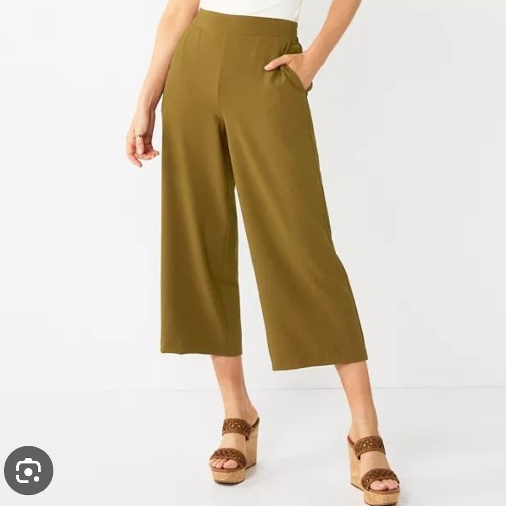 Nine West Olive Green Wide-Leg Pants